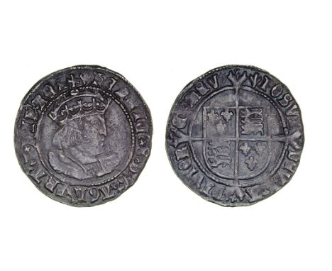 Henry VIII, Second Coinage, Groat, 2.56g, London, m.m. pheon, third bust, with full Irish title reading henric? 8 d’ g’ agl’ 