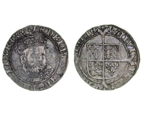 Edward VI, coinage in the name of Henry VIII, Groat, 2.58g, Bristol, struck from local dies, m.m. ws monogram on reverse only