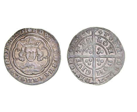 Edward III, Pre-Treaty Period, Groat, 4.69g, series E, London, m.m. cross 2, normal e and r, n’s of london reverse-barred and