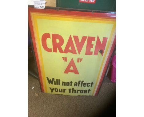 Collectables : Enamel Sign 'Craven A' original enamel sign 83cm long x 59 cm wide - good cond