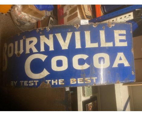 Collectables : Enamel sign - Bourneville Cocoa original sign - some wear - 150cm long x 50cm wide
