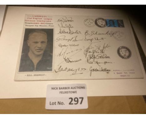 Football : Liverpool 1965-66 Champions superb stamp cover signed by all inc Shankly, Hunt, Milne, Callaghan etc - super item