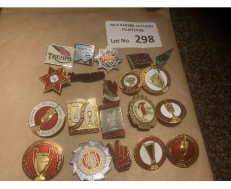 Football : Liverpool football badges in great condition &amp; a few motorcycling badges (20)