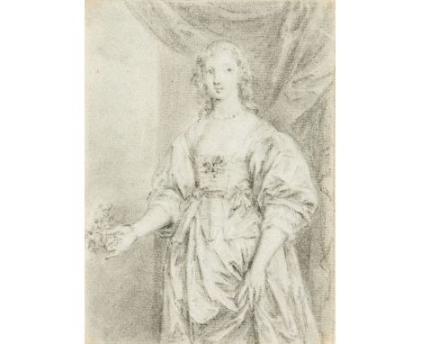 FOLLOWER OF SIR ANTHONY VAN DYCK (1599-1641) PORTRAIT OF A NOBLE LADY grey chalk on paper15.0 x 10.5cm / 5.9 x 4.1in TO BE OF