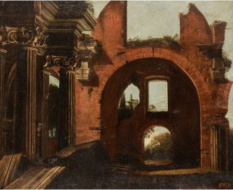 CIRCLE OF NICCOLO CODAZZI (1642-1693) A PAIR OF ARCHITECTURAL CAPRICCI oil on canvas 60.8 x 73.2cm / 23.9 x 28.8in Provenance