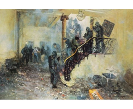 •DAVID SHEPHERD, CBE, FRSA, FRGS, OBE (1931-2017) 16 PRINCES GATE - 5TH MAY 1980 numbered 586/850 print 47.0 x 70.0cm / 18.5 