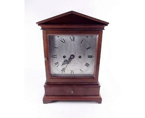 A Regency style mahogany arch top mantel clock with modern double fusee movement with engraved dial signed Michael Griffin of