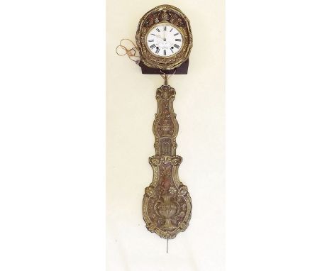 A 19th century French comptoire style clock with enamel dial and painted brass surround 