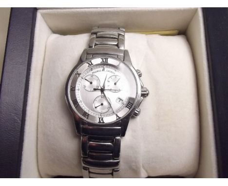 A Maurice Lacroix stainless steel gentlemans chronograph wrist watch 'Miros' with original box, receipt etc. reputed working 