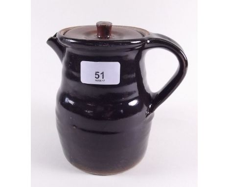 A studio pottery covered jug with Bernard Leach mark 