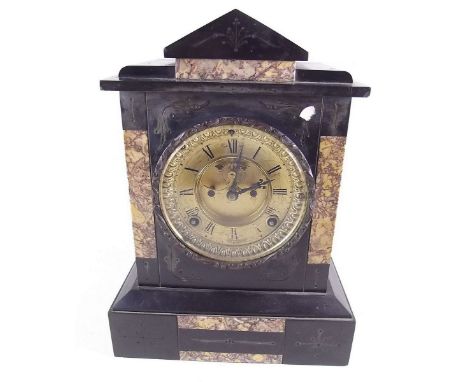 A Victorian slate and marble mantel clock