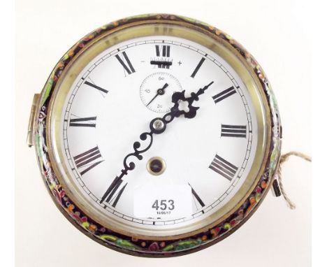 A brass cased ships clock with decorative cloisonne enamel dial surround