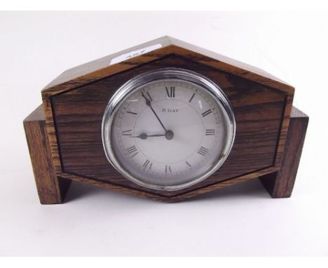 An Art Deco oak mantel clock 
