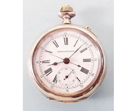 An 800 standard silver continental chronograph pocket watch 