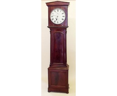 A 19th century mahogany arch top longcase clock with painted face and seconds dial, signed by Radford of Hanley, the movement