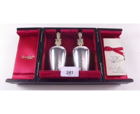 A pair of silver limited edition scent bottles by Stuart Devlin to commemorate the Coronation of Edward VII and Alexander, no