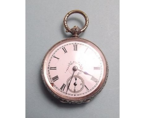 A continental 800 standard silver fob watch with painted enamel face 