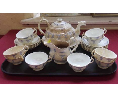 19th century sprig moulded tea service. Condition report: see terms and conditions.