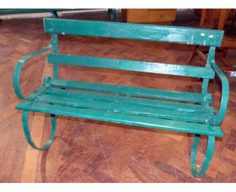 Wrought iron and woddoen garden bench 14cm length. Condition report: see terms and conditions.
