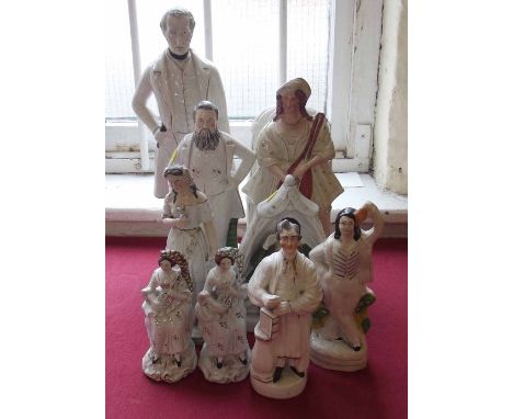 Staffordshire portrait figure of Wellington, also Moody, also Ophelia and seven others. Condition report: see terms and condi
