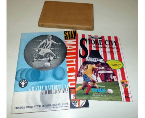 Autographed Stanley Matthews Book 'Feet First' Stoke City Programme signed by Stan and testimonial prgramme (1965). Condition