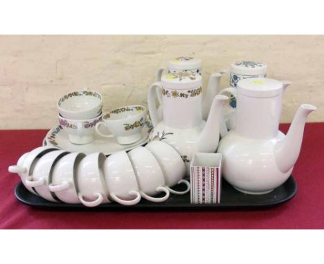 Twelve pieces of Midwinter Nigel Wilde design pottery, also seven other undecorated cups. Condition report: see terms and con