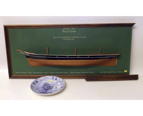 Half model of The Clipper Ship Fiery Cross 1860, also a Wedgwood plate illustrating the same ship. Condition report: see term