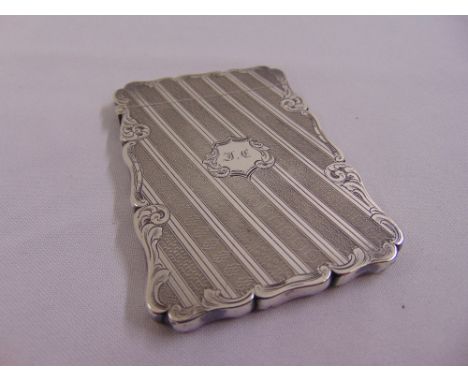 A Victorian silver card case, rectangular engine turned, Birmingham 1857 by Edward Smith