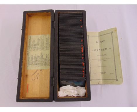 A quantity of cased magic lantern photographic glass slides by George Washington Wilson titled A Day in Oxford, approx 65 sli