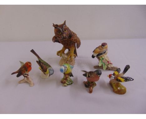 Seven ceramic figurines of birds to include Beswick, Geobels and Royal Worcester