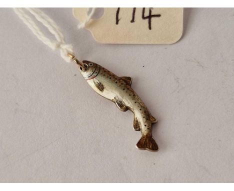 A pretty silver and enamel trout fish charm with gold loop