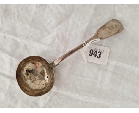 A Victorian fiddle pattern sauce ladle plain, London 1854 by CB, 58g