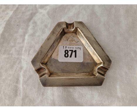 A triangular shaped Ashtray with engine turned boarder, 3.5" wide, Birmingham 1930, 42g