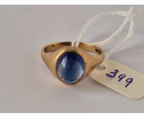 A blue stone signet ring 9ct size V 4.7 gms