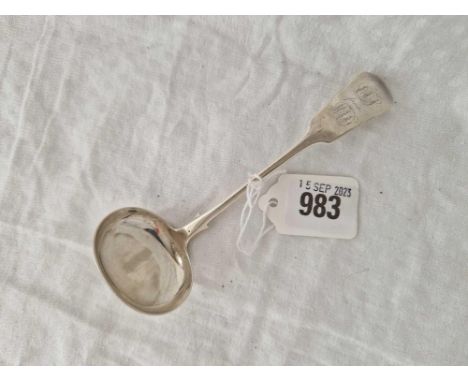 Victorian Exeter silver cream ladle Fiddle pattern1885 By J W &amp; C