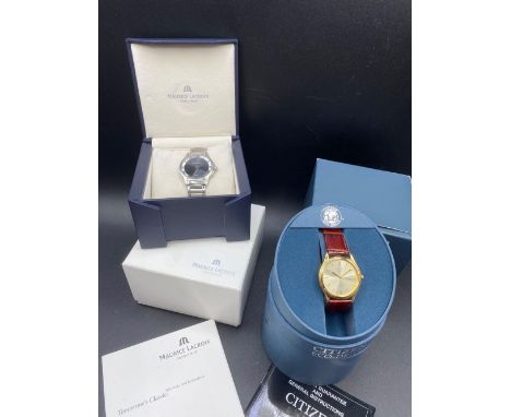 A cased CITIZEN and MAURICE LACROIX gents watches both with seconds sweep and date apertures in original boxes 