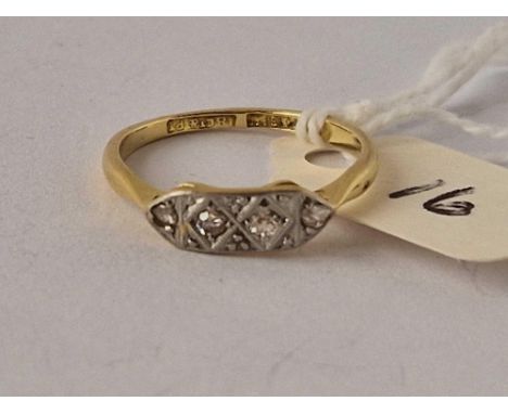 A 18ct gold and platinum fancy diamond ring size L 2 gms