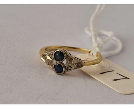 A antique stylish sapphire ring 18ct gold size M 1.5 gms