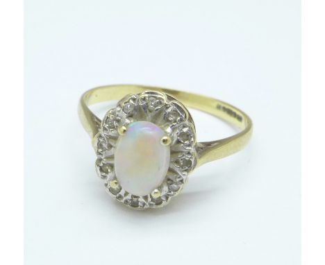 A 9ct gold and opal ring, 1.8g, N