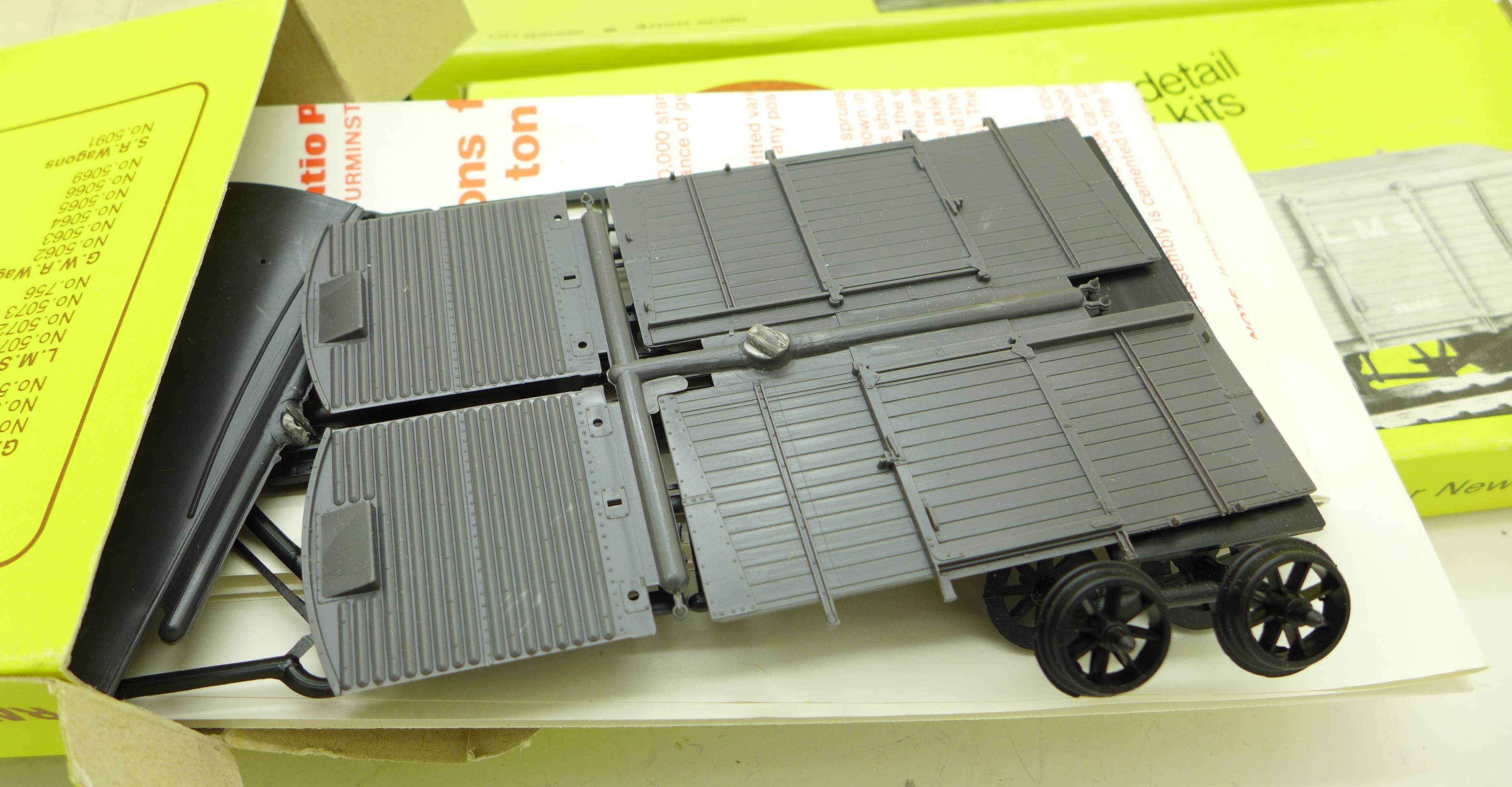 Six assorted Ratio Plastic Models scale railway kits, boxed