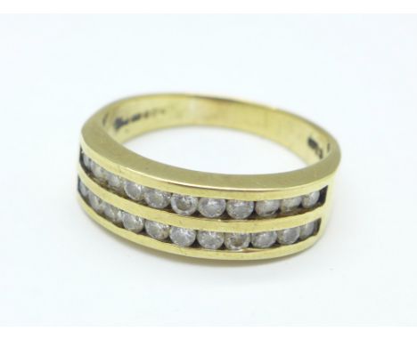 A 9ct gold gem set ring, 4.3g, R