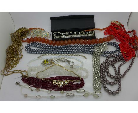 A collection of vintage bead necklaces