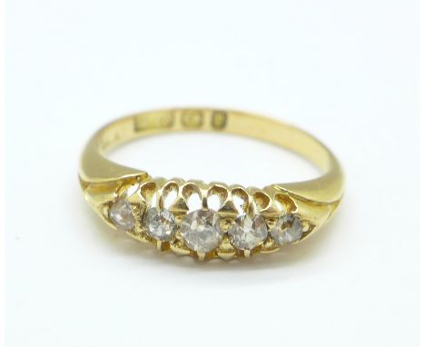 A Victorian 18ct gold and diamond ring, Birmingham 1898, 2.8g, K