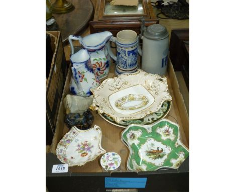 A quantity of china including Mason's Chartreuse plate, Minton Haddon Hall mustard pot, Hammersley Dresden Sprays shell dish,