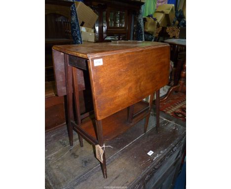 A Liberty's arts and crafts Mahogany dropleaf occasional Table, the slender tapering square legs united by a lower shelf, 24'