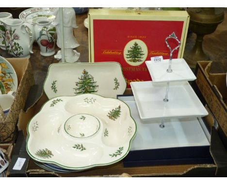 A quantity of china including three pieces of Spode 'Christmas Tree', three Spode Blue Room Collection 'Botanical' display pl