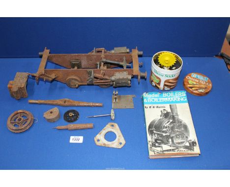 A 3 1/2'' gauge 0-4-0 live steam, partially completed Locomotive Chassis including the axles and wheels, valve gear component