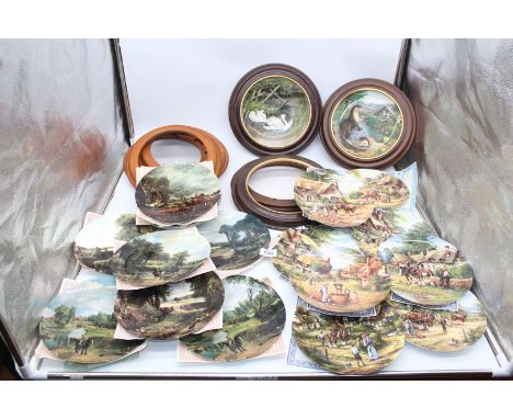 A quantity of display plates including Royal Worcester, Royal Doulton, Swan Lake, Early Morning Milk etc, some with certifica