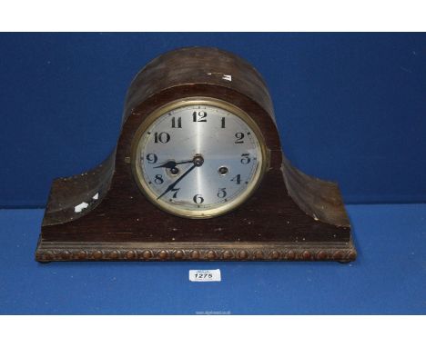 A two train movement Napoleon's hat mantle clock, no key or pendulum.