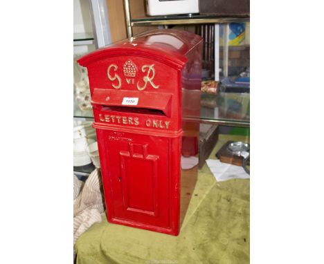 A vintage George VI classic red Post box.  This has the original cast metal front and a totally refurbished, and unused, back